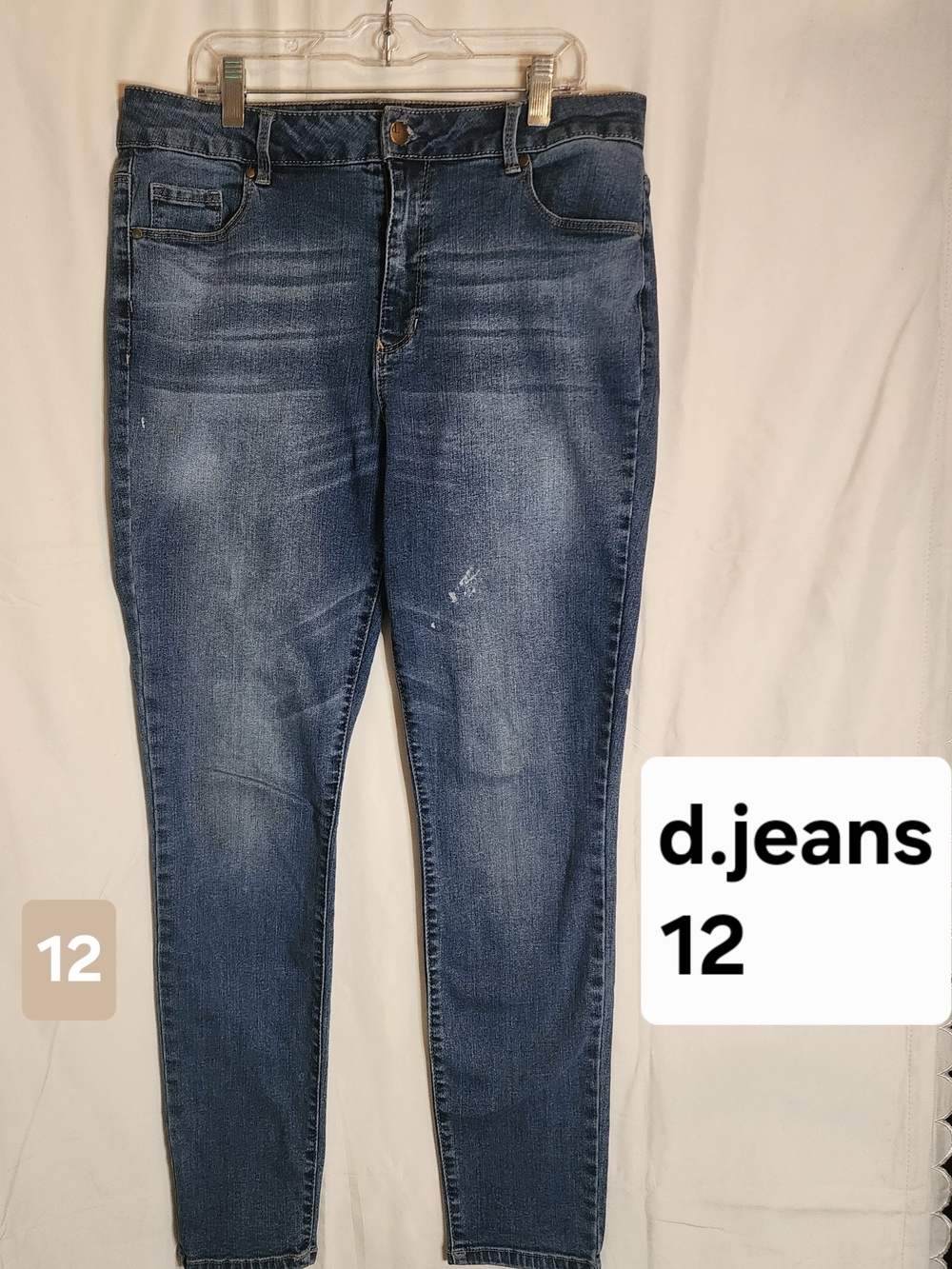 d.jeans Mid Rise Skinny Jeans Medium Wash Blue Denim Women's Size 12